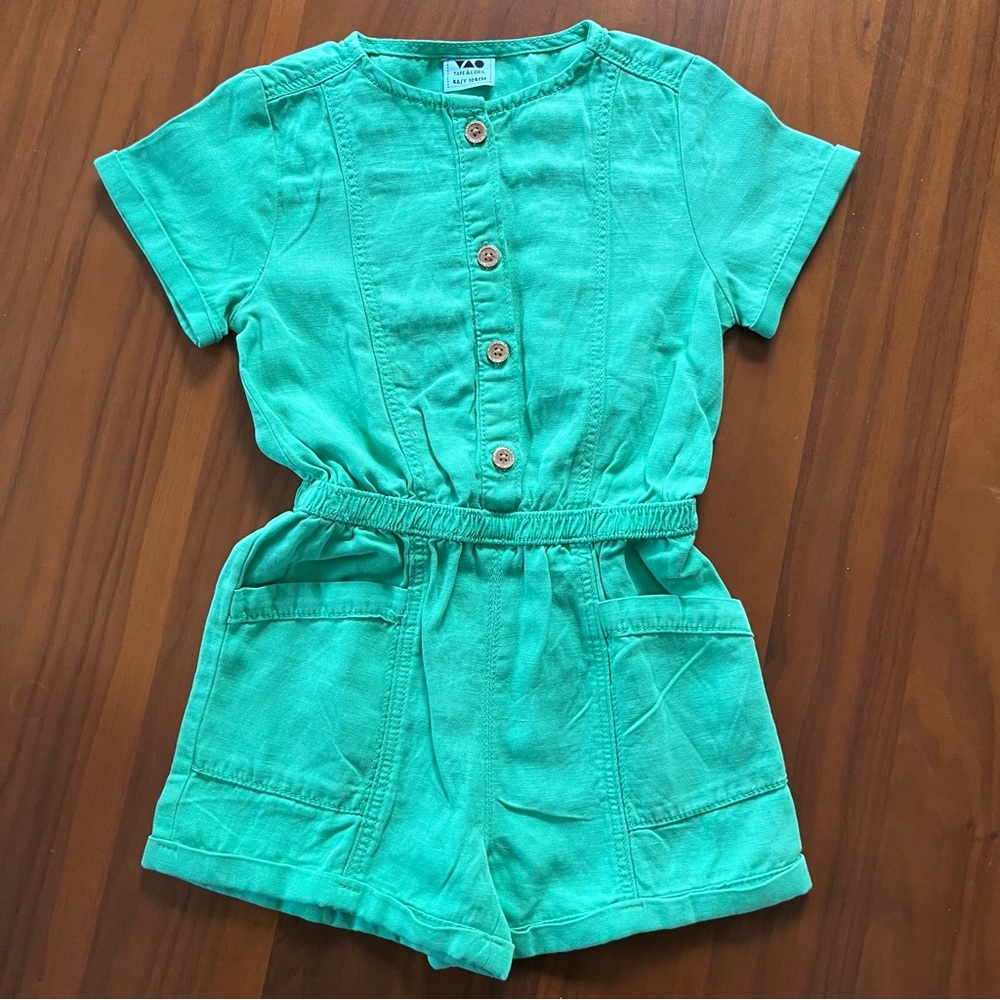 TRNEDY | Euro brand green shorty jumpsuit size 4 years